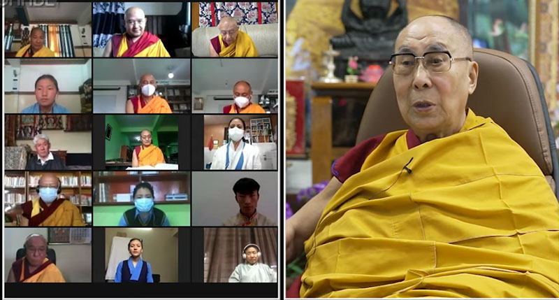 達賴喇嘛尊者透過網路視訊以「證道歌」為主題跟跟西藏青年進行演講。